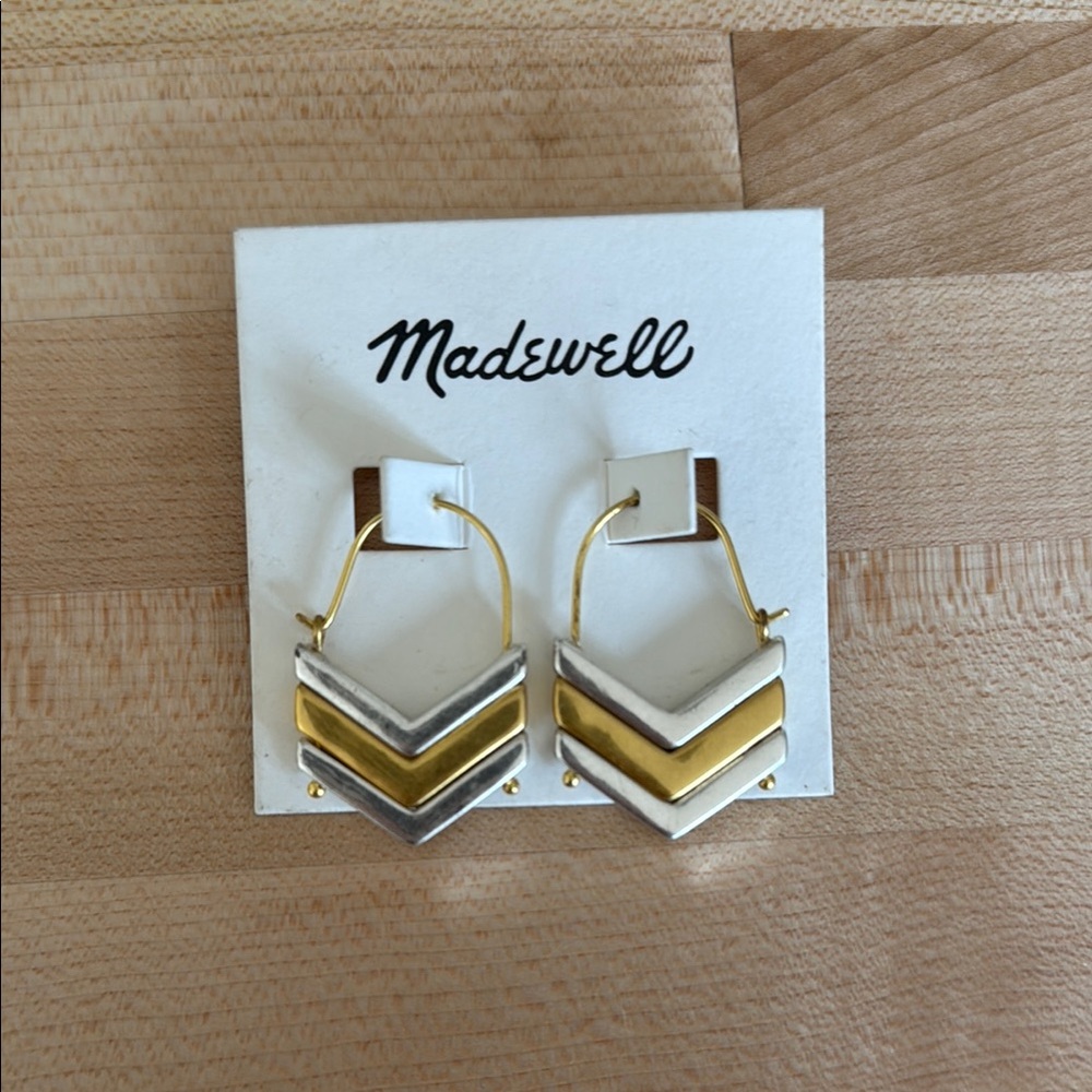Madewell Gold and Silver Chevron Earrings